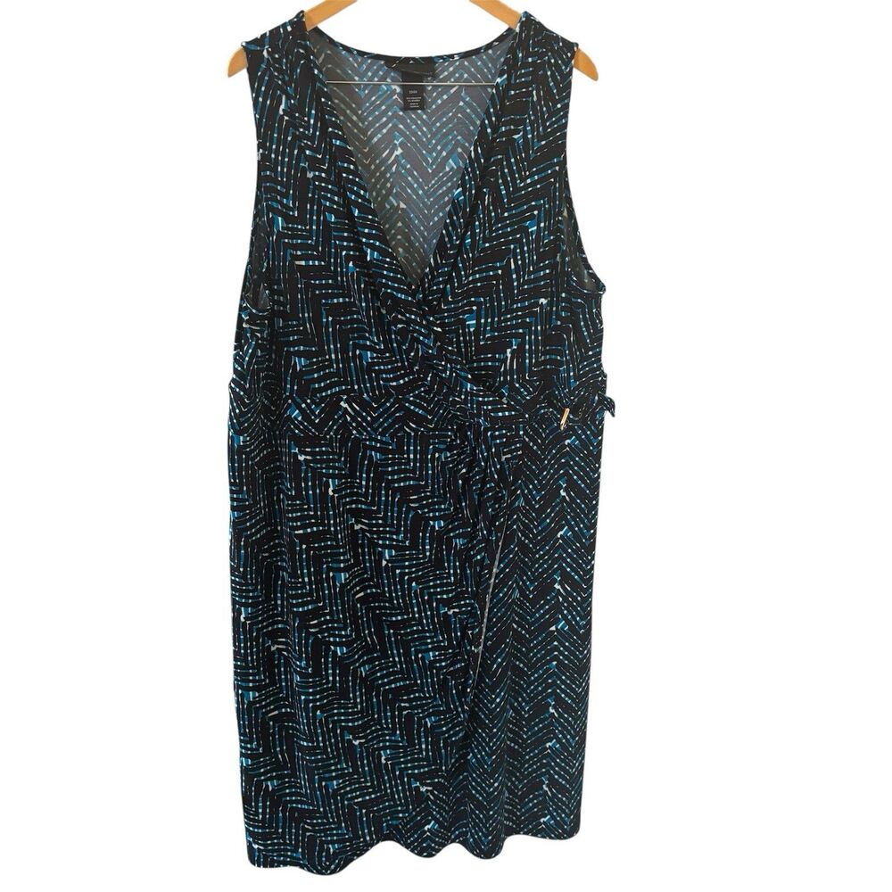 Lane Bryant Wrap Midi Dress Size 22/24 Bodycon Black‎ Blue Boho Beach Going Out